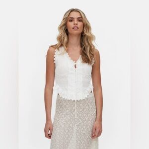 Rita Ora Broderie Anglaise Cropped Blouse